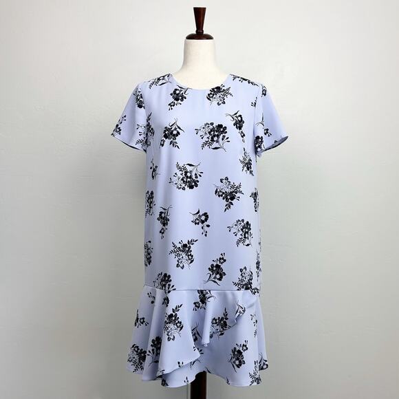 Ann Taylor Lavender Floral Ruffle Drop Waist Shift Dress - Picture 2 of 10